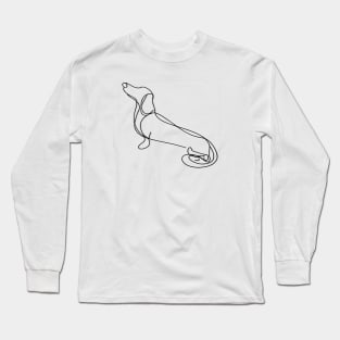 Dachshund Line Art Dog Sitting (BLACK) Long Sleeve T-Shirt